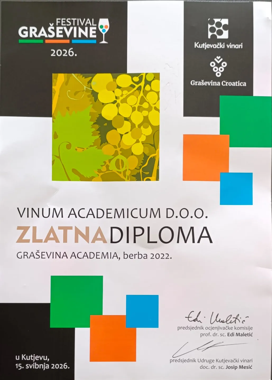 Vinum Academicum osvojio zlato i srebro na Festivalu graševine u Kutjevu