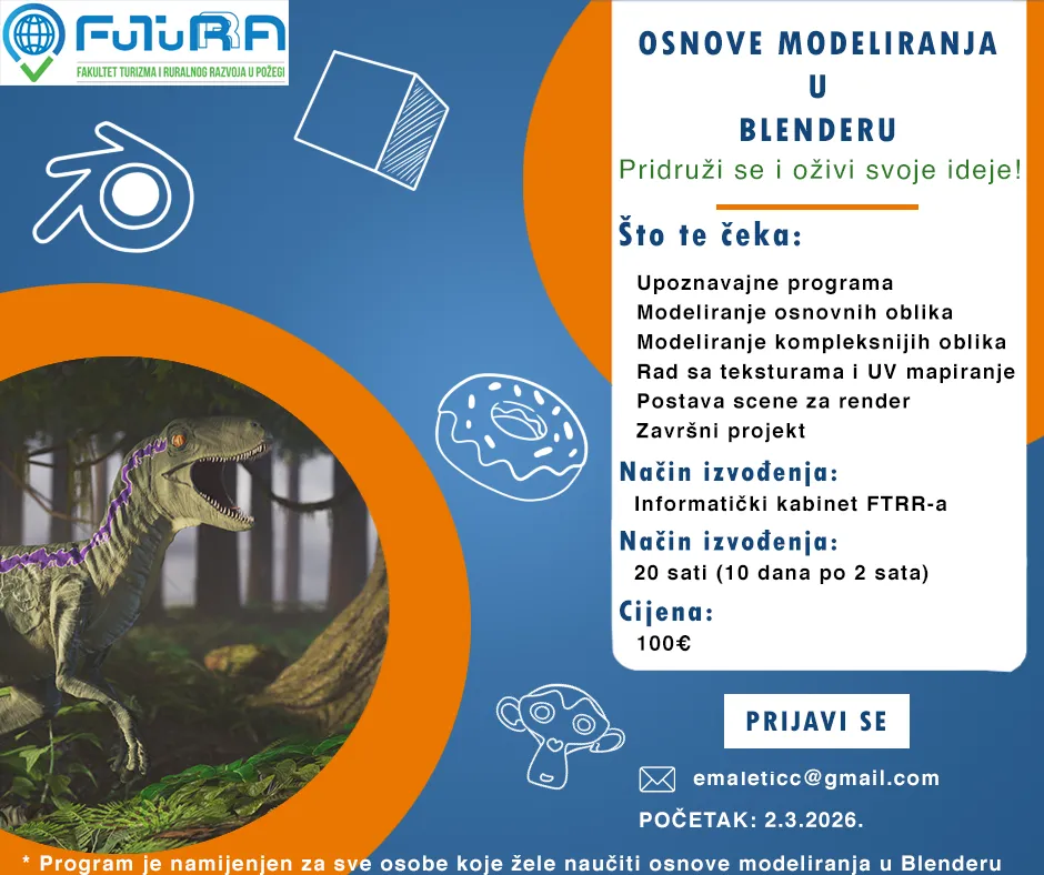 Otvorene prijave: Osnove modeliranja u Blenderu