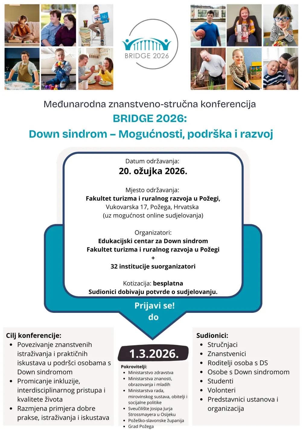 Međunarodna znanstveno-stručna konferencija BRIDGE 2026: Down sindrom – Mogućnosti, podrška i razvoj